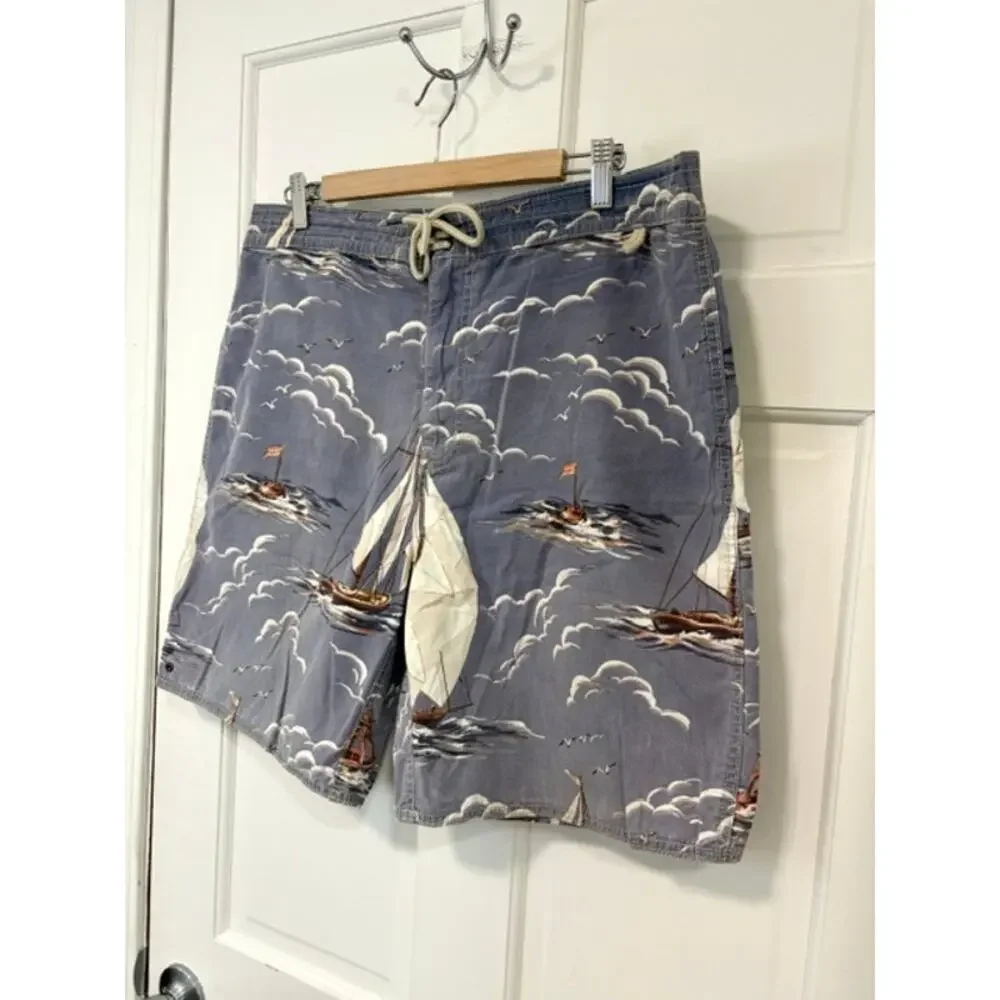 Vintage Polo Ralph Lauren Sailboat Swim Trunks XL All Over Print 90's Nautical